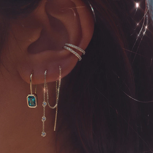 Boucle d'Oreille Chaîne Traversante