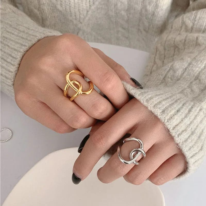 Bague Argent 925 Double Chaîne Avec Onyx - Taille 54, 21,38g, Occasion
