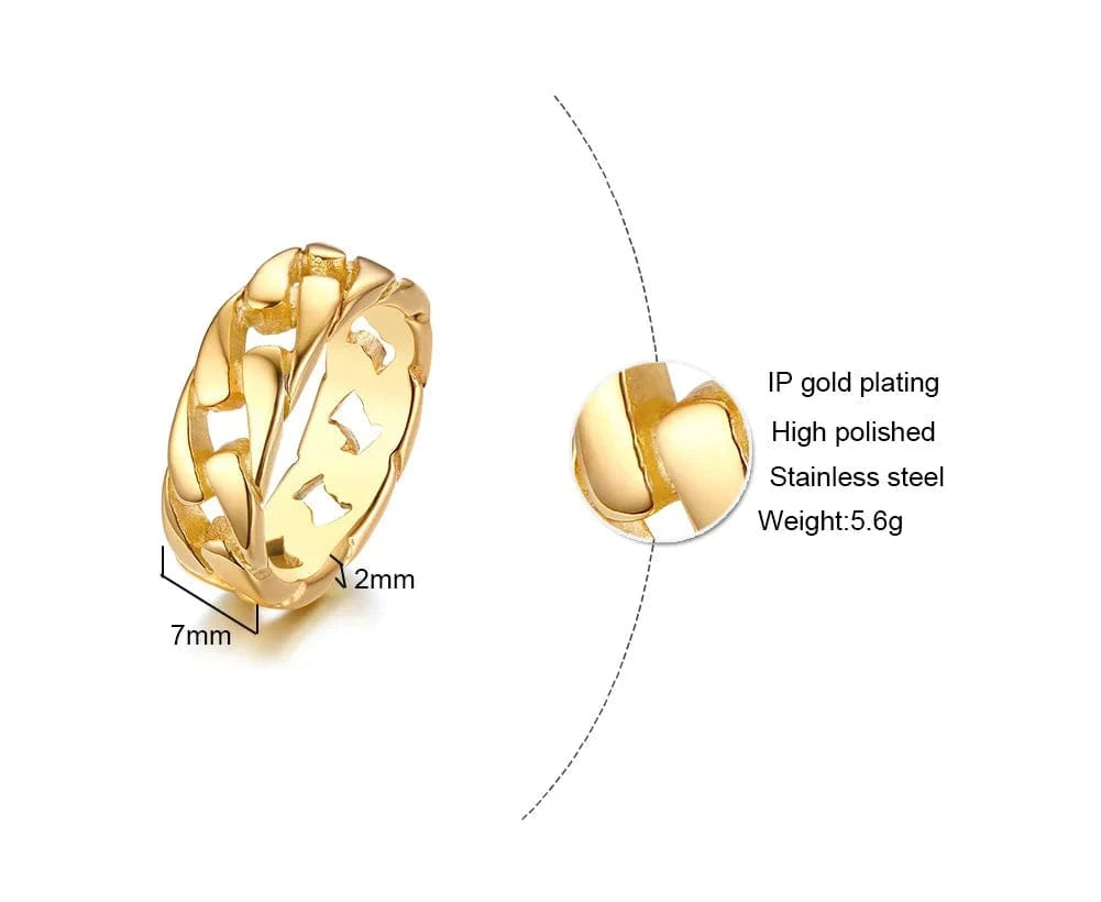 Bague Acier Inoxydable Homme Or