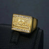 Bague Carré Homme Or Strass