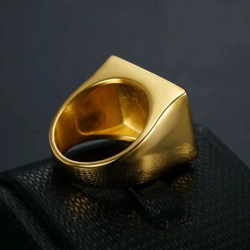 Bague Carré Homme Or Strass