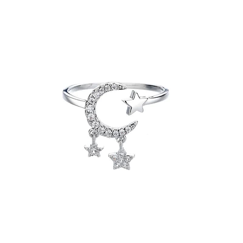 Bague Chaine Lune Etoiles
