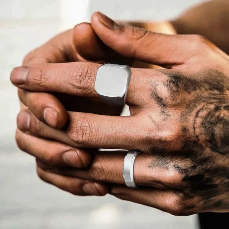 Bague Homme Acier Inoxydable Or