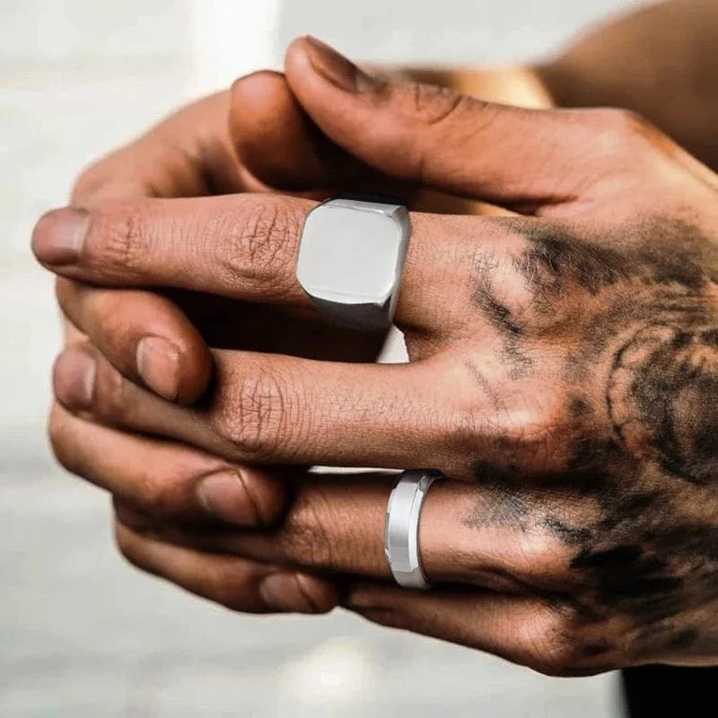 Bague Homme Acier Inoxydable Or