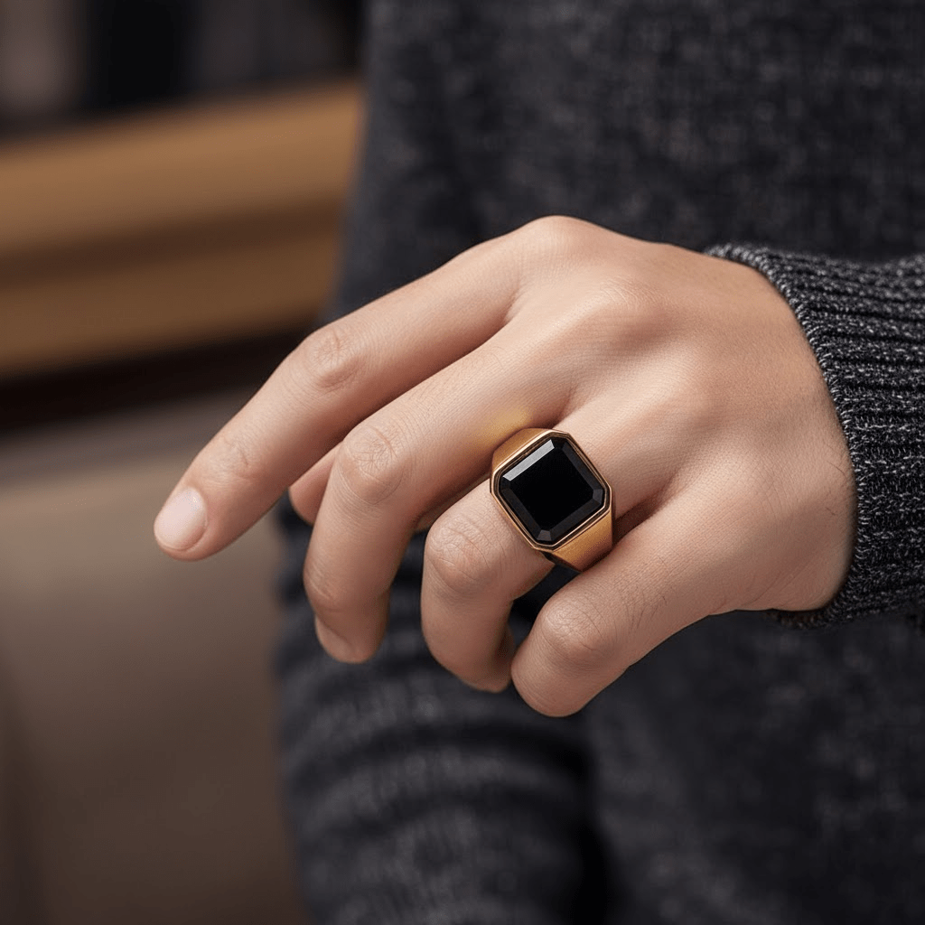 Bague Homme Pierre Noire