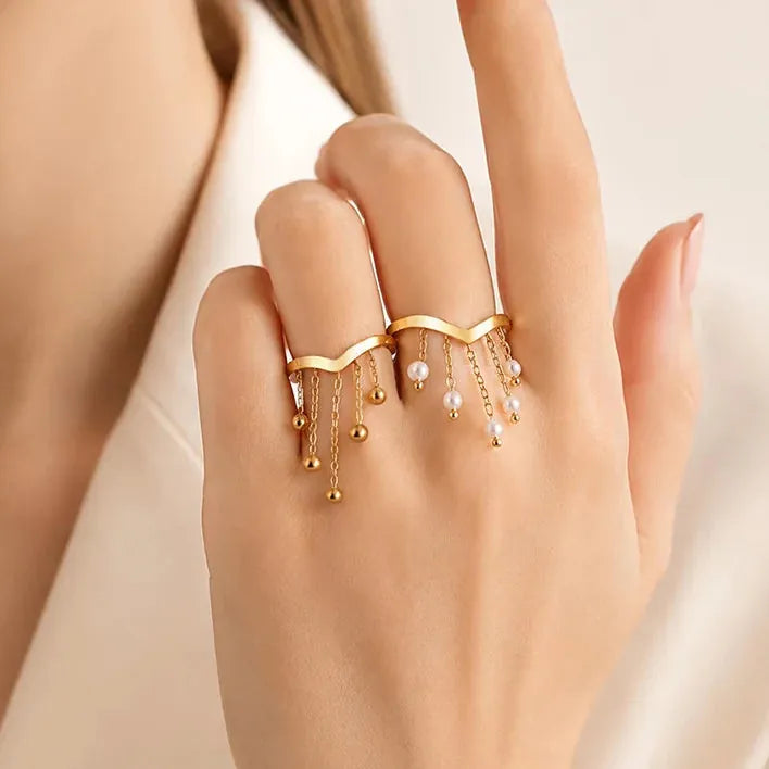 Bague Or Chaine Pampille