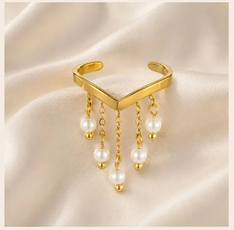 Bague Or Chaine Pampille
