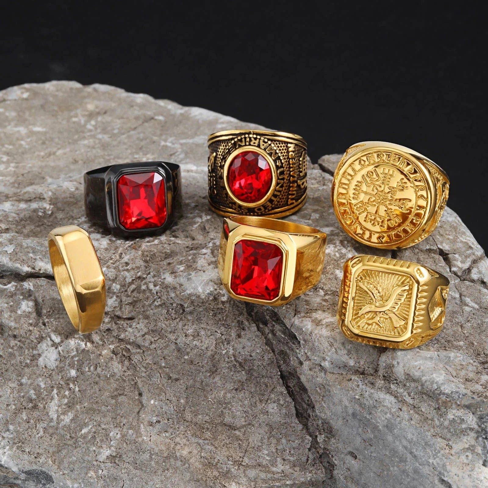 Bague Or Pierre Rouge Homme