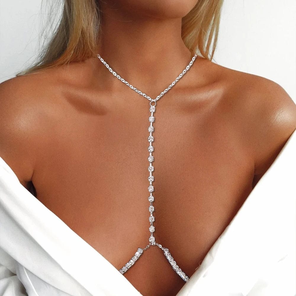 2 Chaînes De Poitrine En Métal – Bijoux Simples Et élégants – Or – Décoration Corporelle, Accessoire Plage, Fête – Pour Femmes