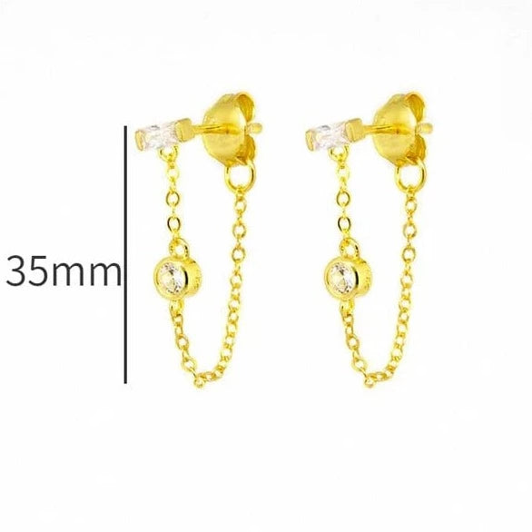 Boucle d'Oreille Clou Pendante Or Moderne