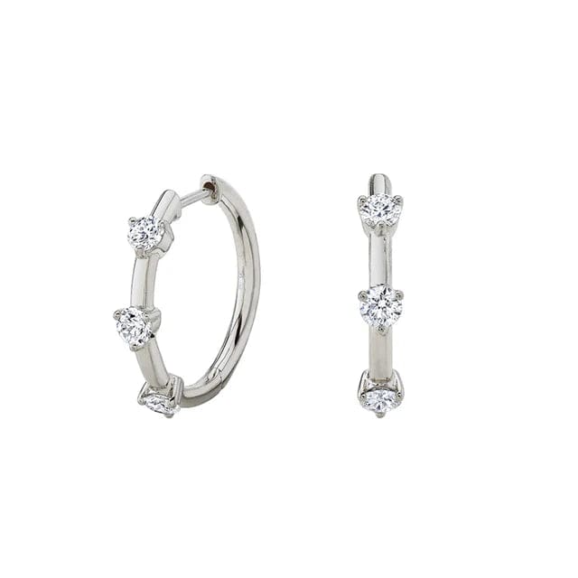 Boucle d&#39;Oreille Créole avec 3 Diamants