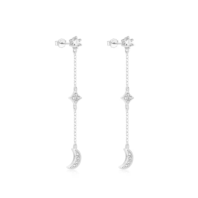 Boucle d'Oreille Demi Lune Pendante