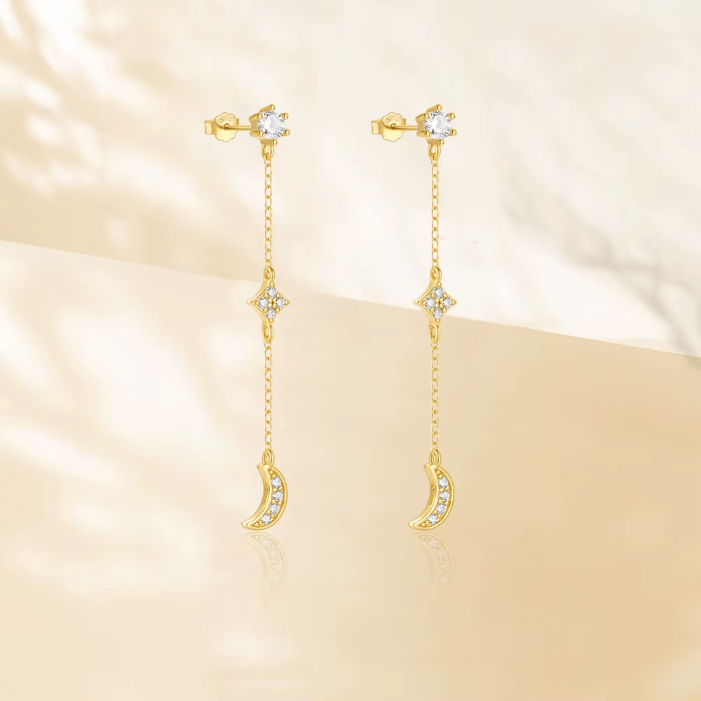 Boucle d&#39;Oreille Demi Lune Pendante