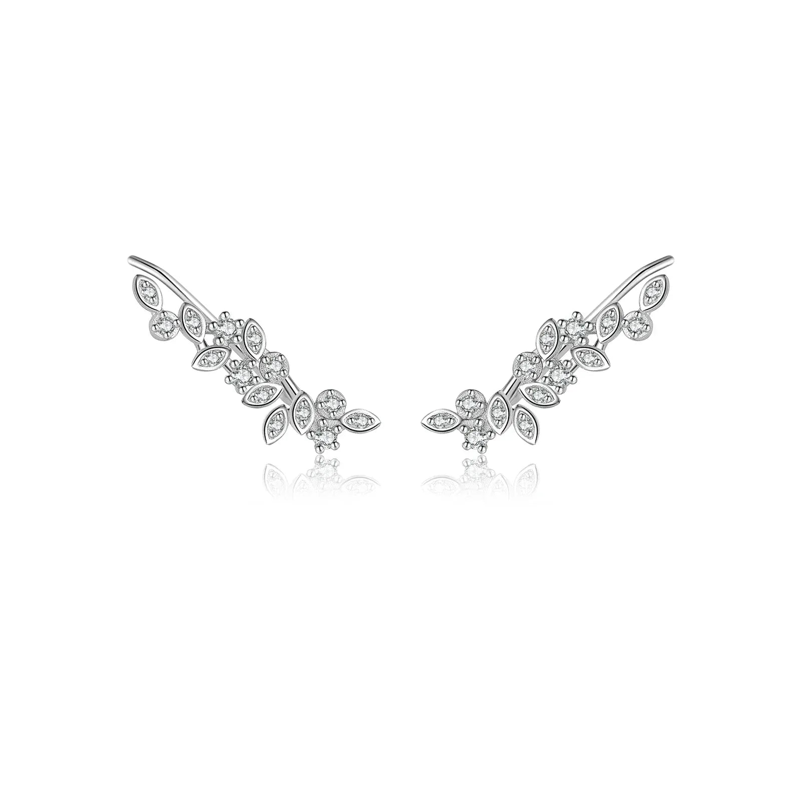 Boucle d'Oreille Grimpante Argent Feuille