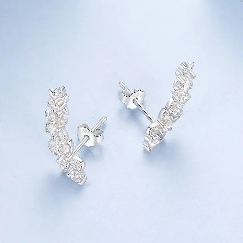 Boucle d&#39;Oreille Grimpante Fleur Argent