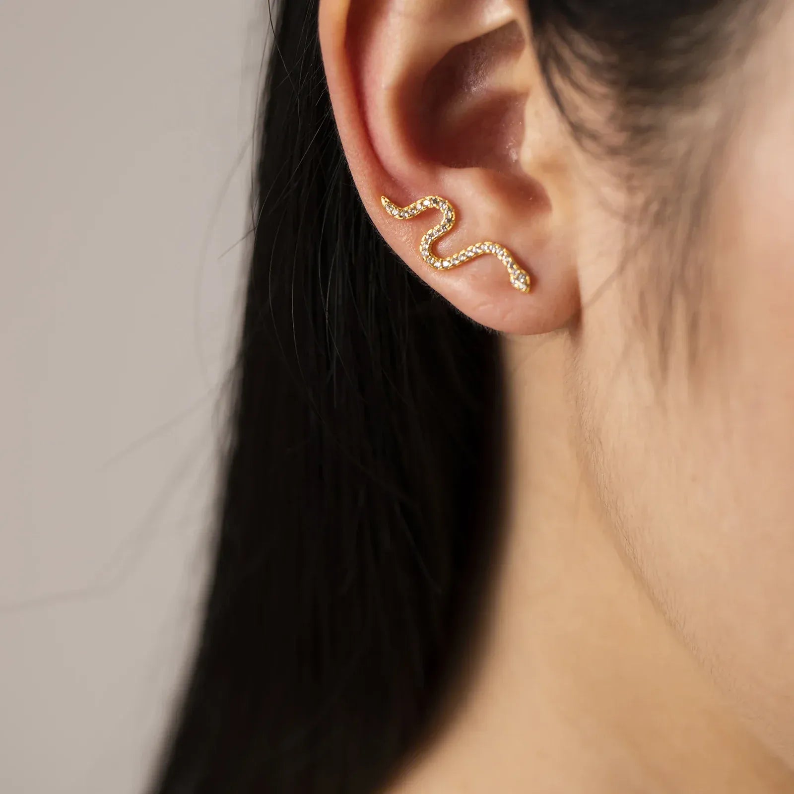 Boucle d'Oreille Grimpante Serpent Argent