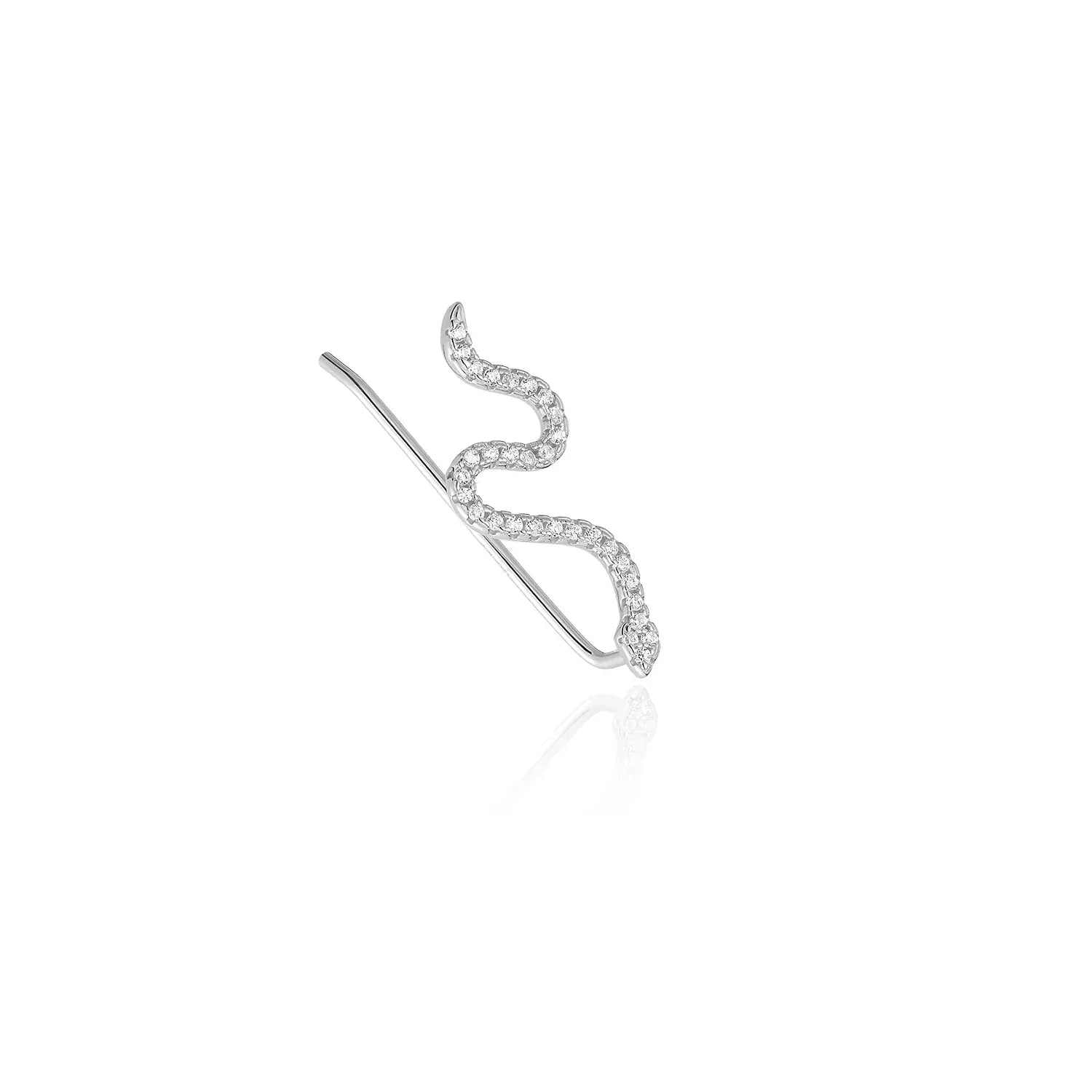 Boucle d'Oreille Grimpante Serpent Argent