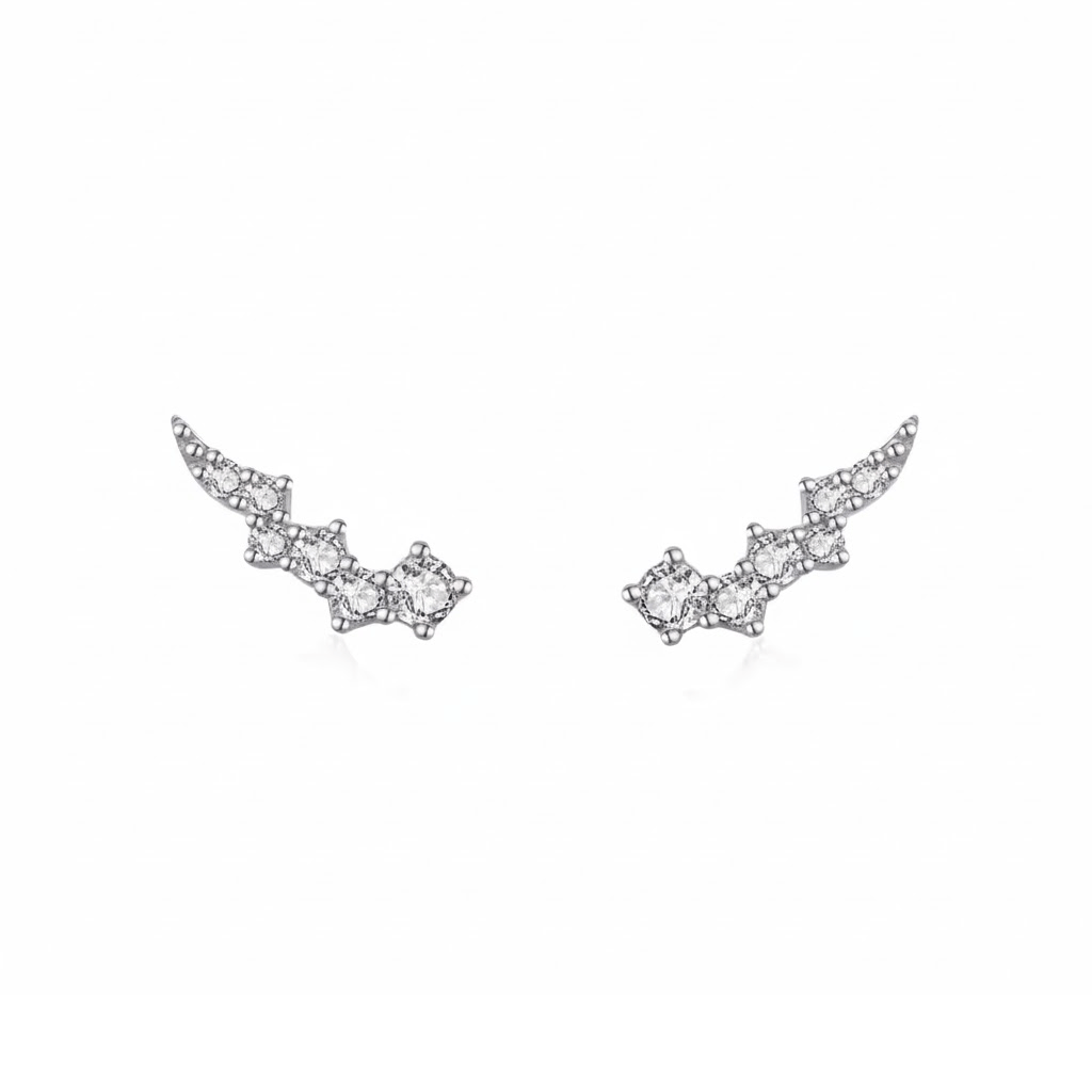 Boucle d&#39;Oreille Montante Argent Courte