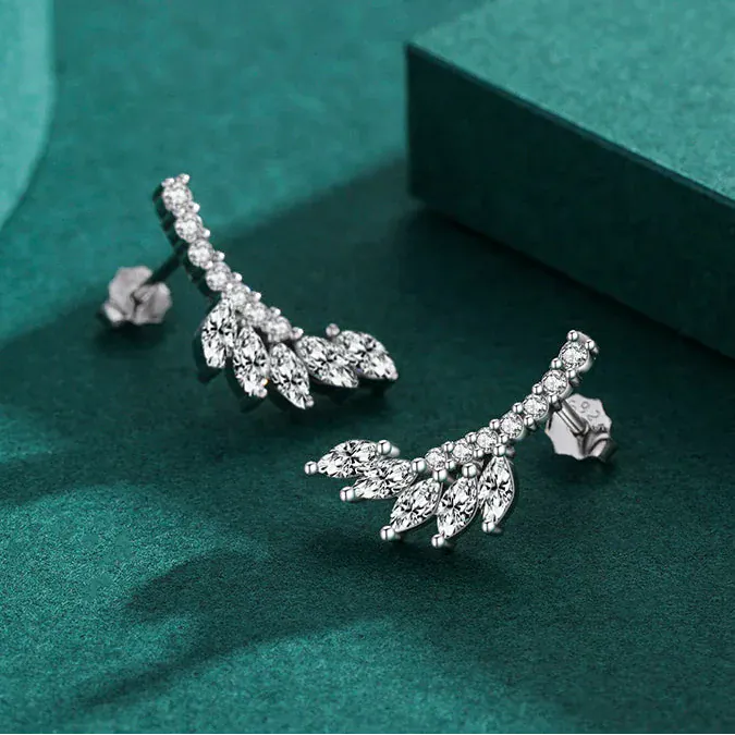 Boucle d&#39;Oreille Montante Feuille