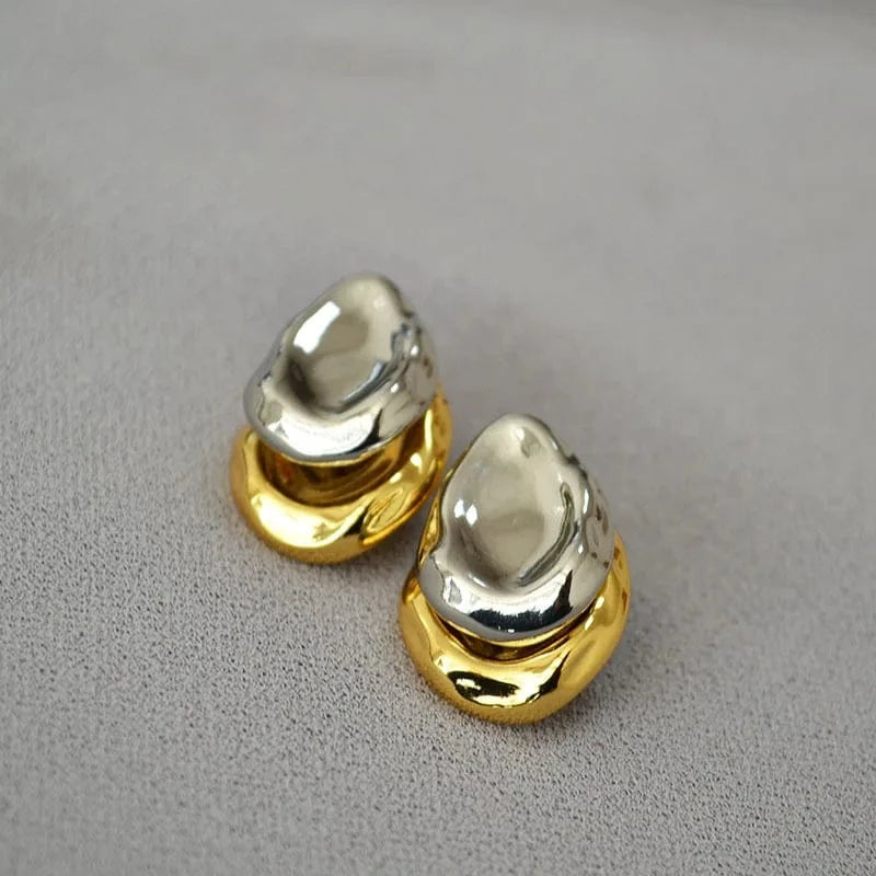 Boucle d'Oreille Pendante Bicolore