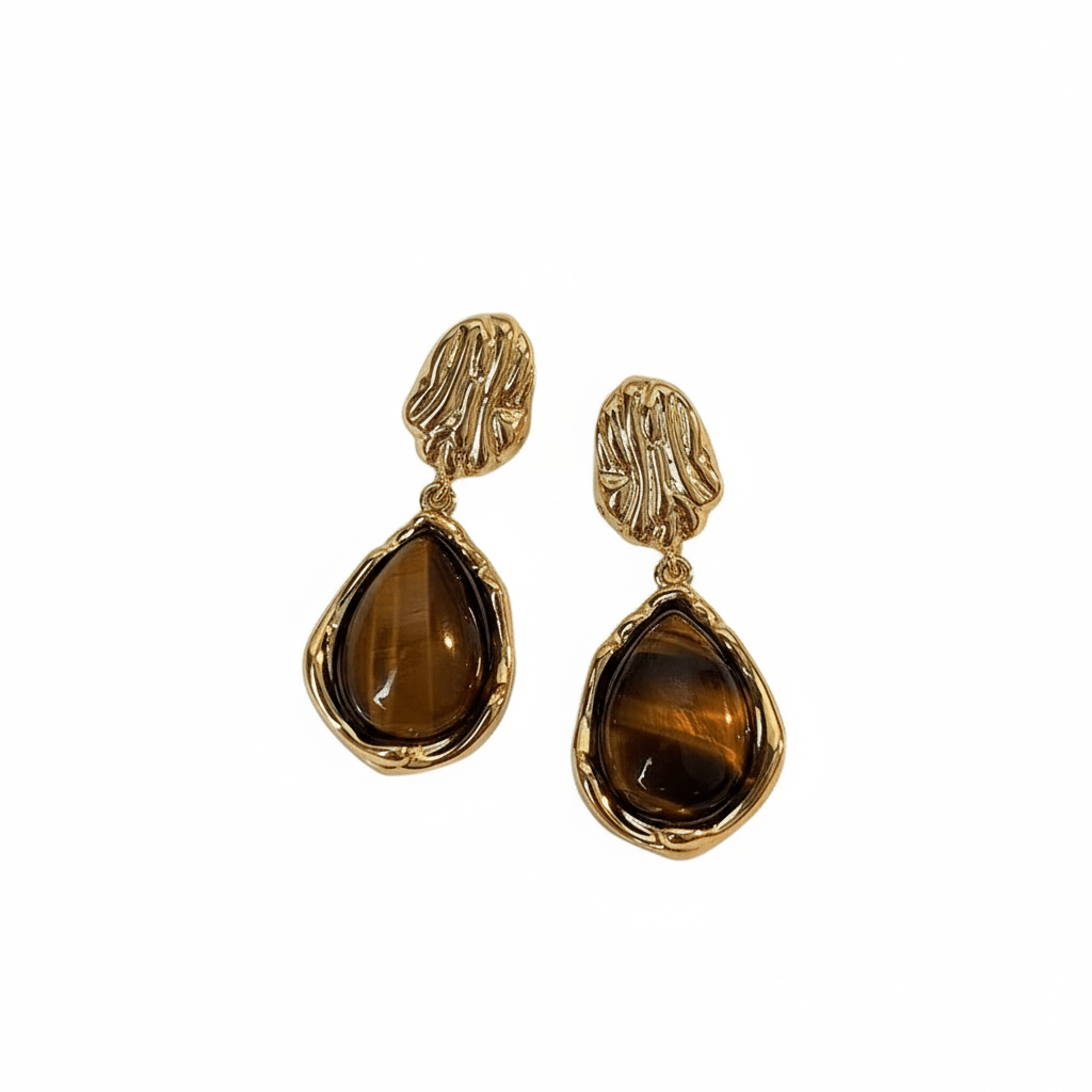 Boucle d'Oreille Pendante Marron