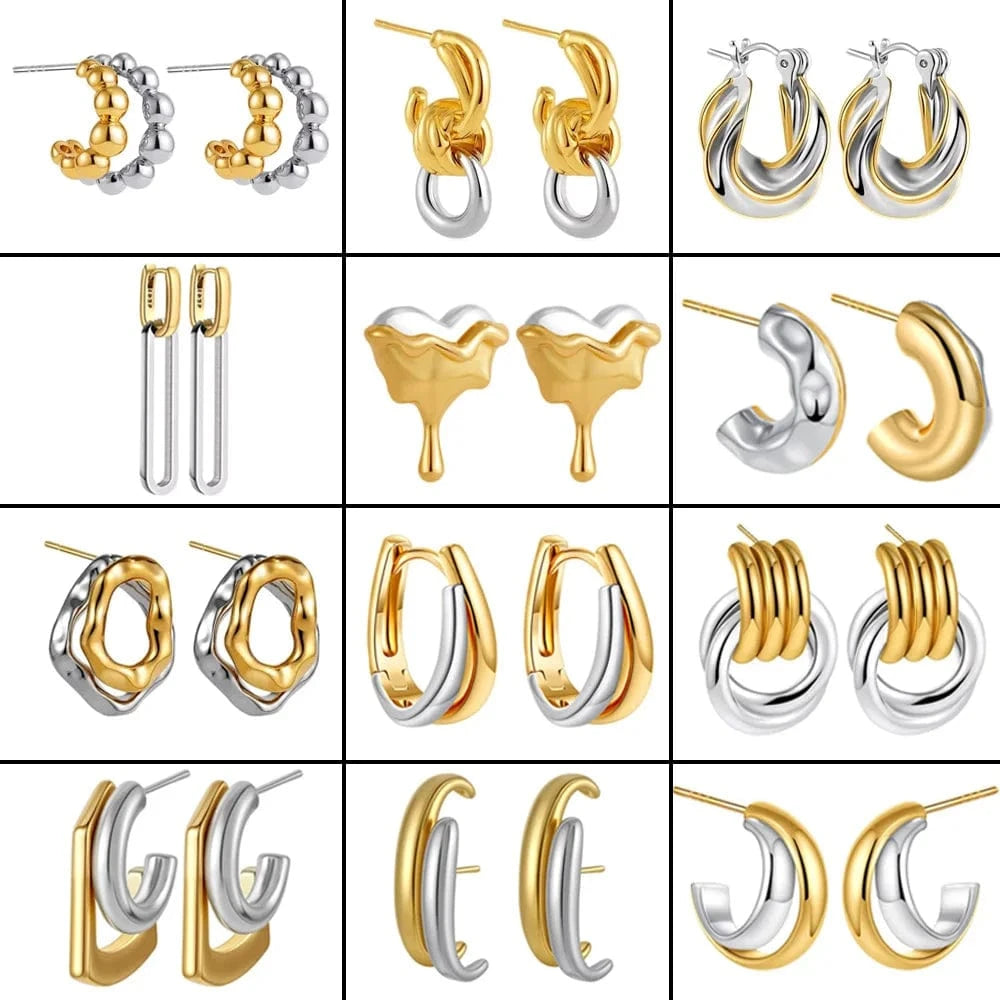 Boucles d'Oreilles Bicolore