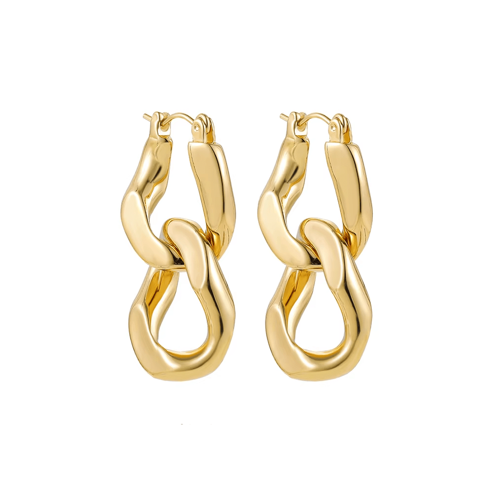 Boucles D'oreille Vintage En Métal Doré émaillé - Pièce Unique Authentique - Occasion France
