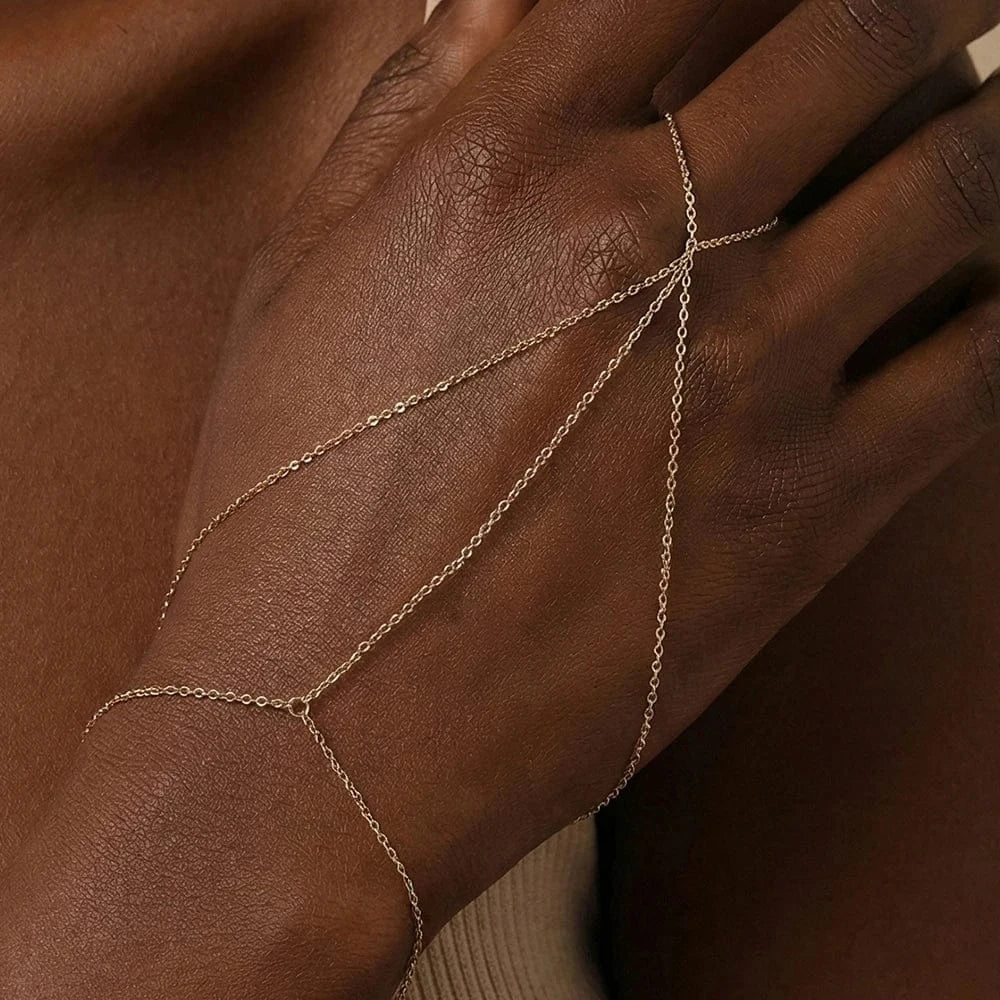 Bracelet Bague Chaine Main en Argent