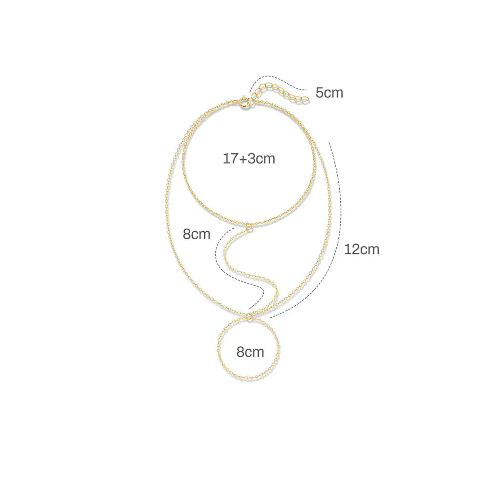 Bracelet Bague Chaine Main en Argent