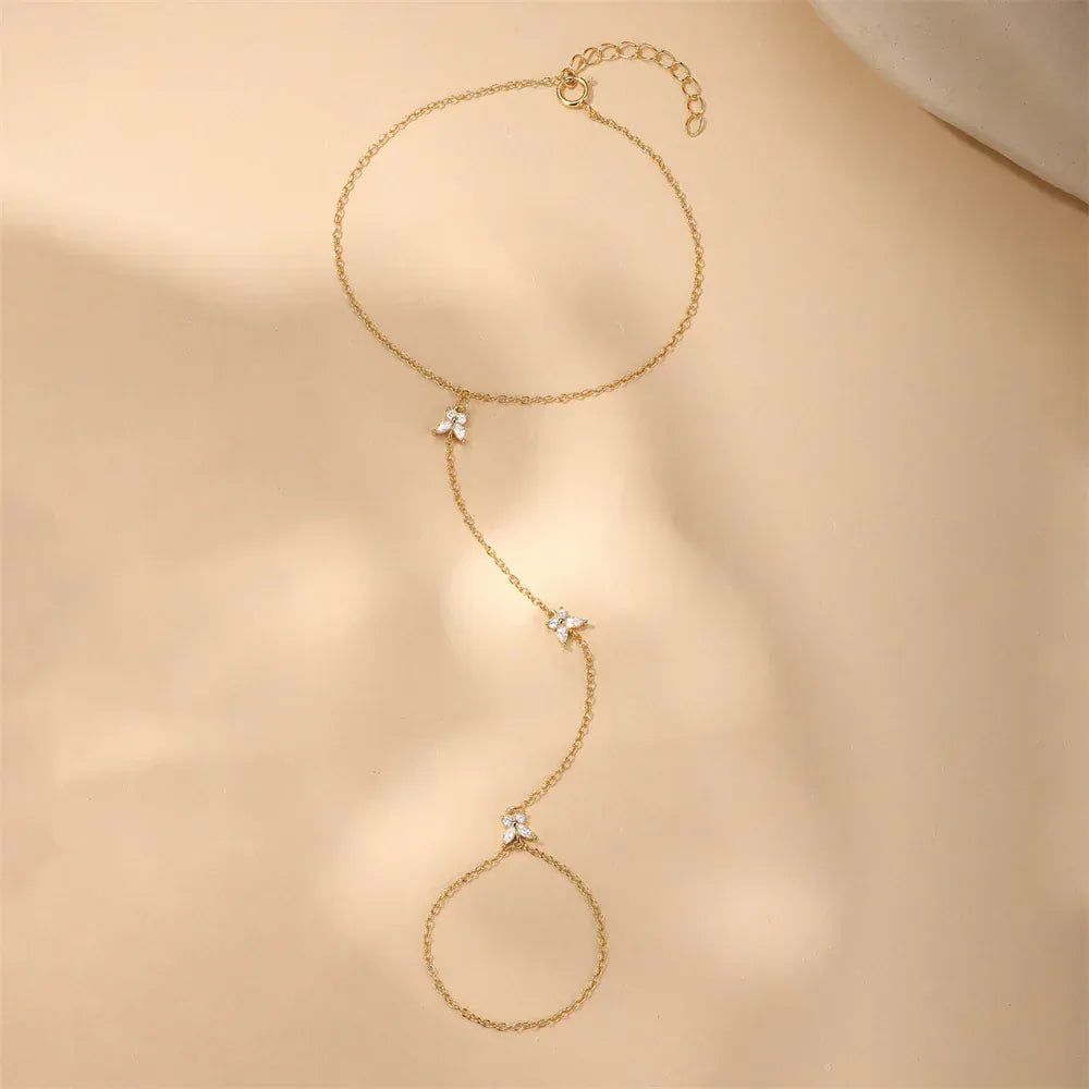 Bracelet Bague Chaine Main en Argent