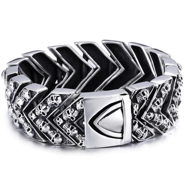 Bracelet biker tete de mort