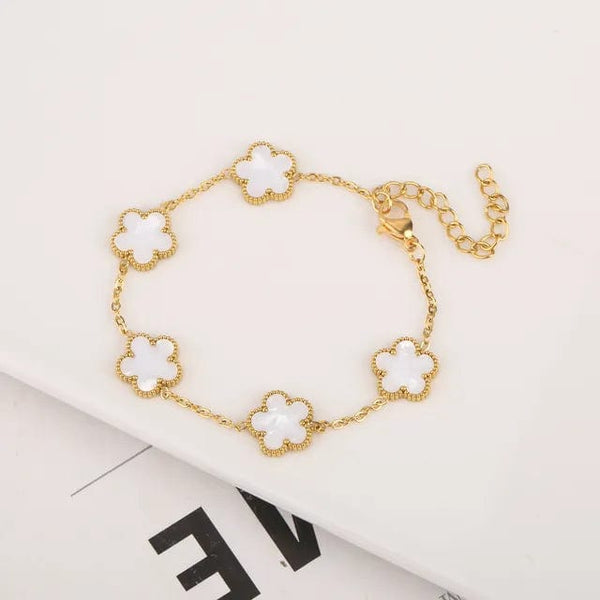 Bracelet Charms Vert Acier Inoxydable - Pendentif Trèfle Cristaux - ThurColas