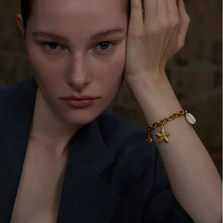 Bracelet Charm Or Coquillage