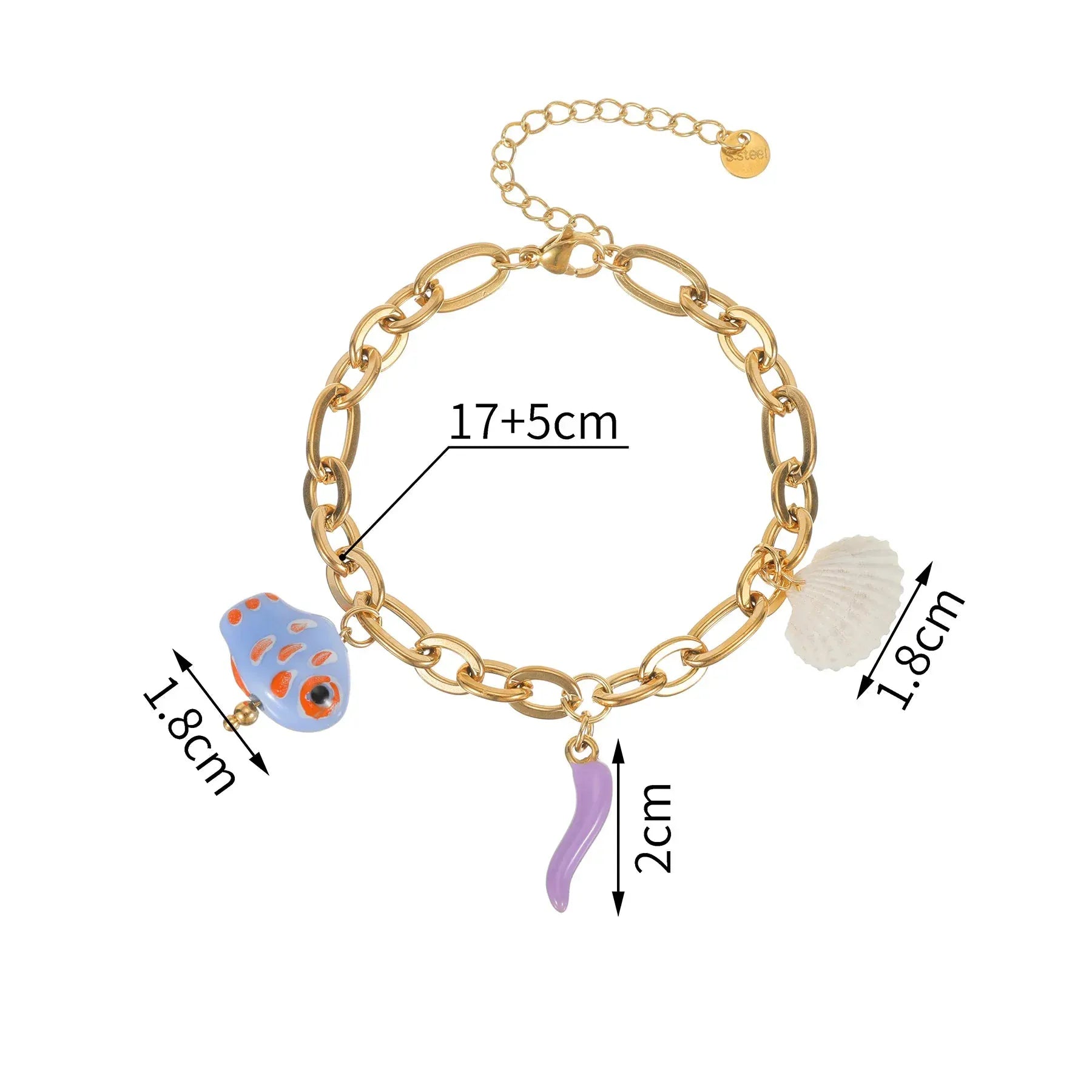 Bracelet charms Or Bleu