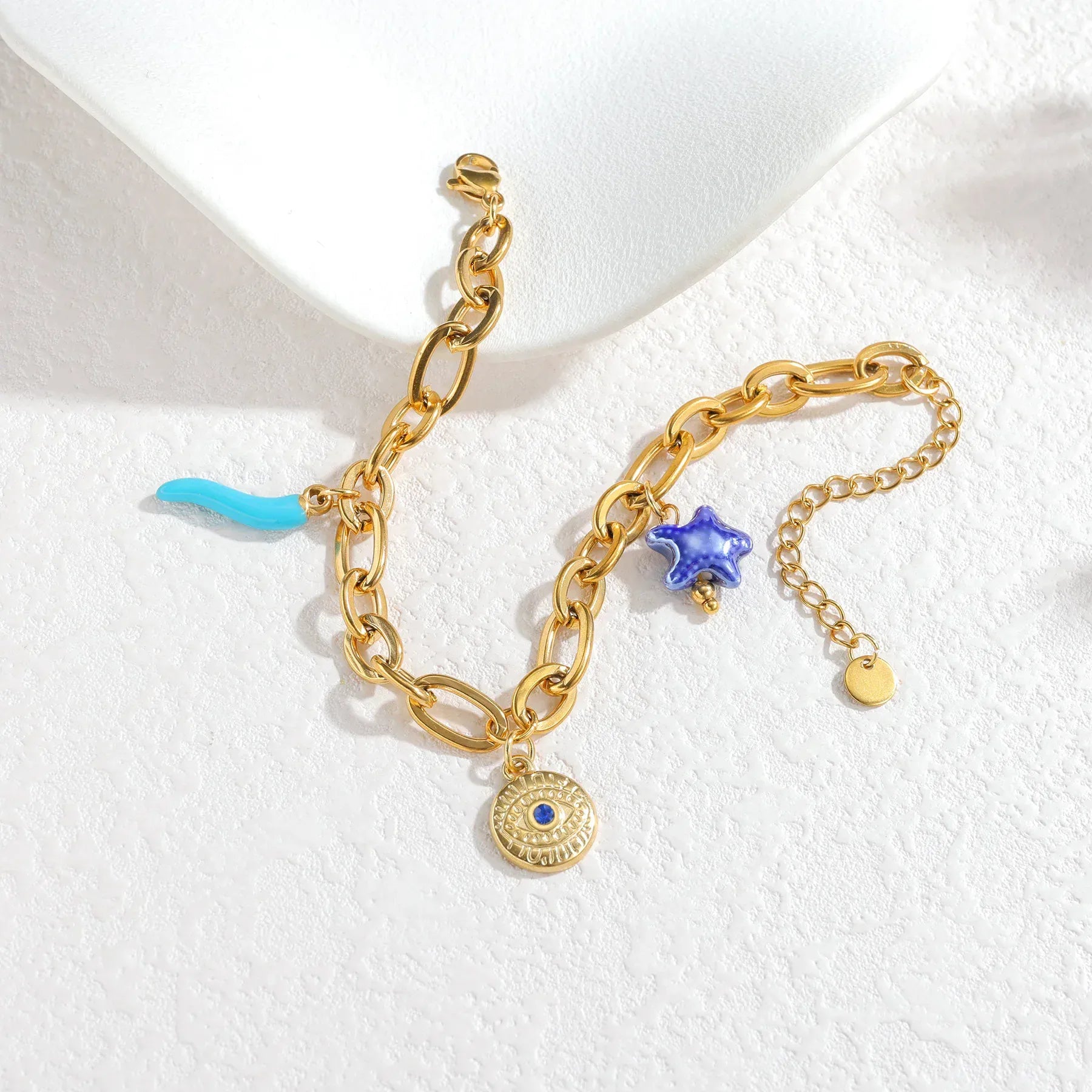 Bracelet charms Or Bleu