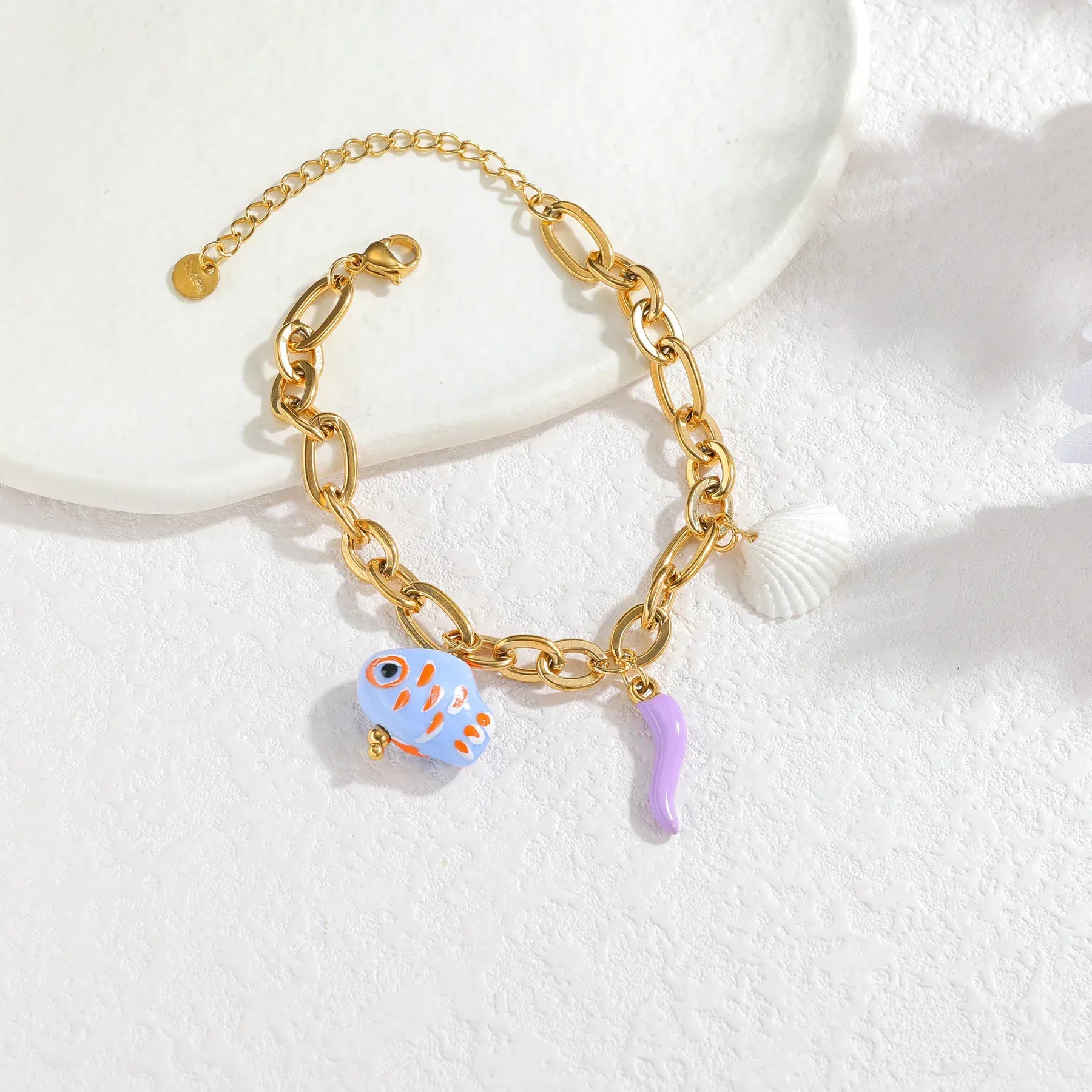 Bracelet charms Or Bleu