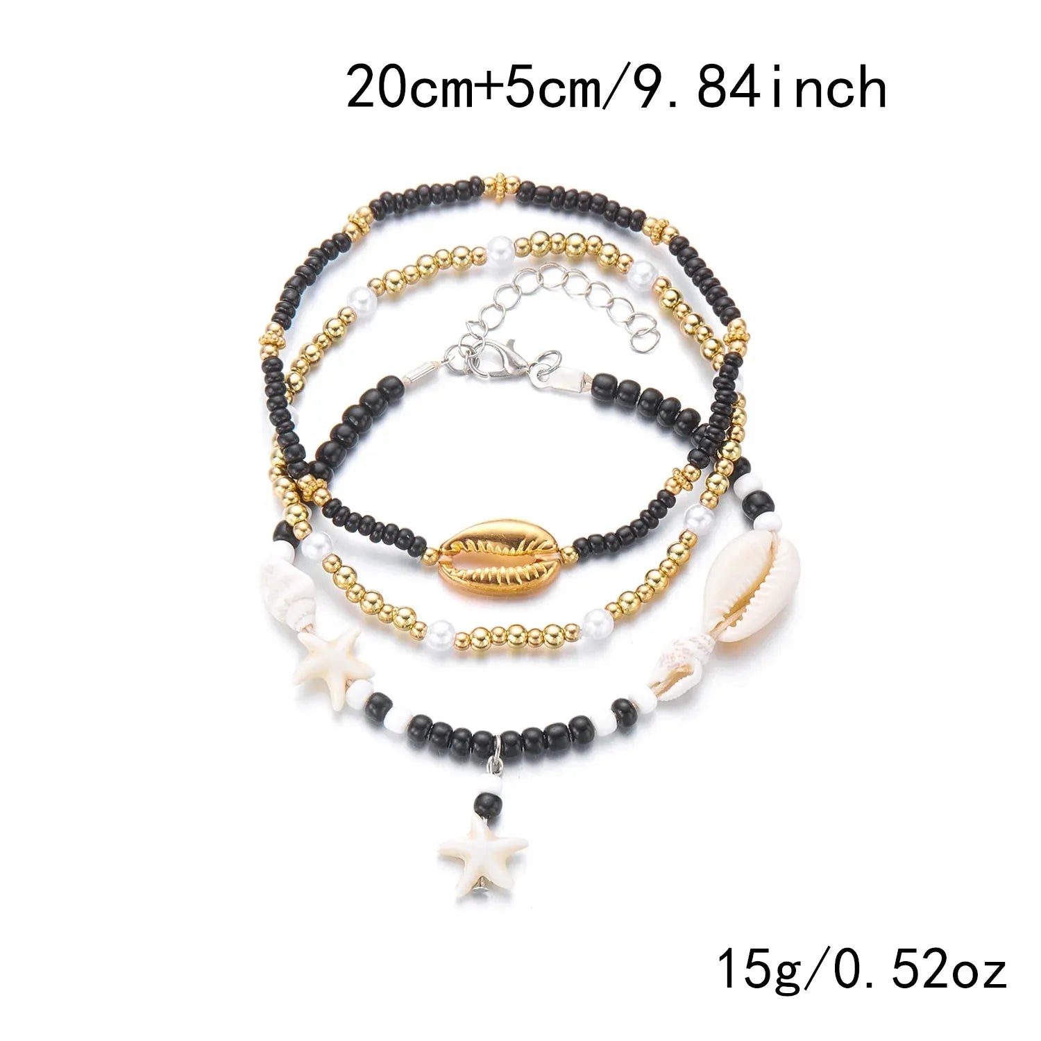 Bracelet Cheville Perle Noires