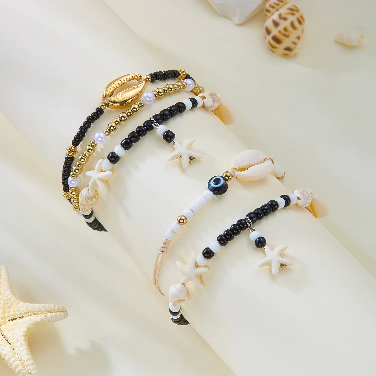 Bracelet Cheville Perle Noires