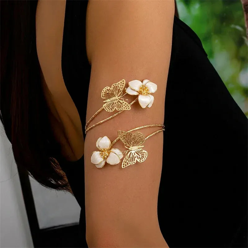 Bracelet de Bras Papillons Fleurs