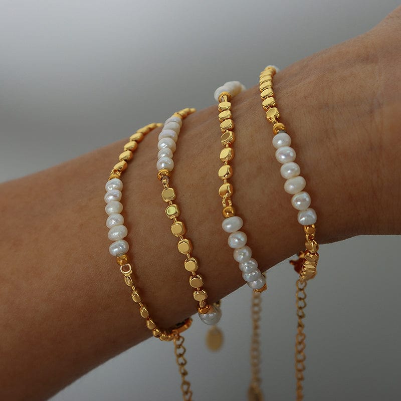 Bracelet fin perle or