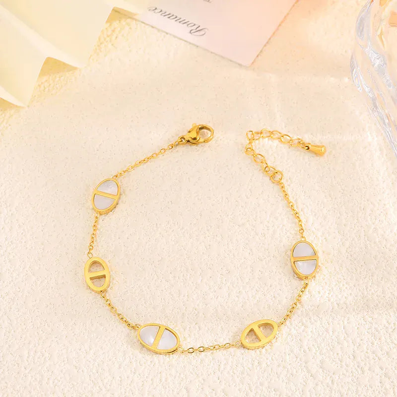 Bracelet Grain de Café Or Blanc