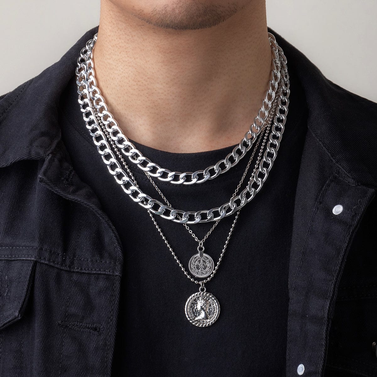 Chaine collier homme argent