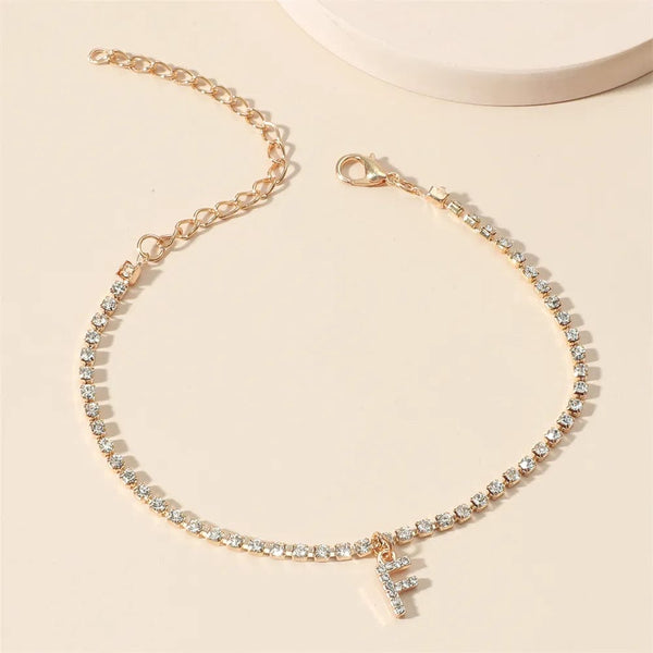 ChainsHouse Bracelet Chaîne De Cheville Femme Initiale[A-Z] Double Chaine Rolo Pied Avec Pendentif Lettre Petit Coeur Acier Inoxydable Fille[Argenté/Plaqué Or Doré] Bjoux Cadeaux Pour L'été, R, Acier