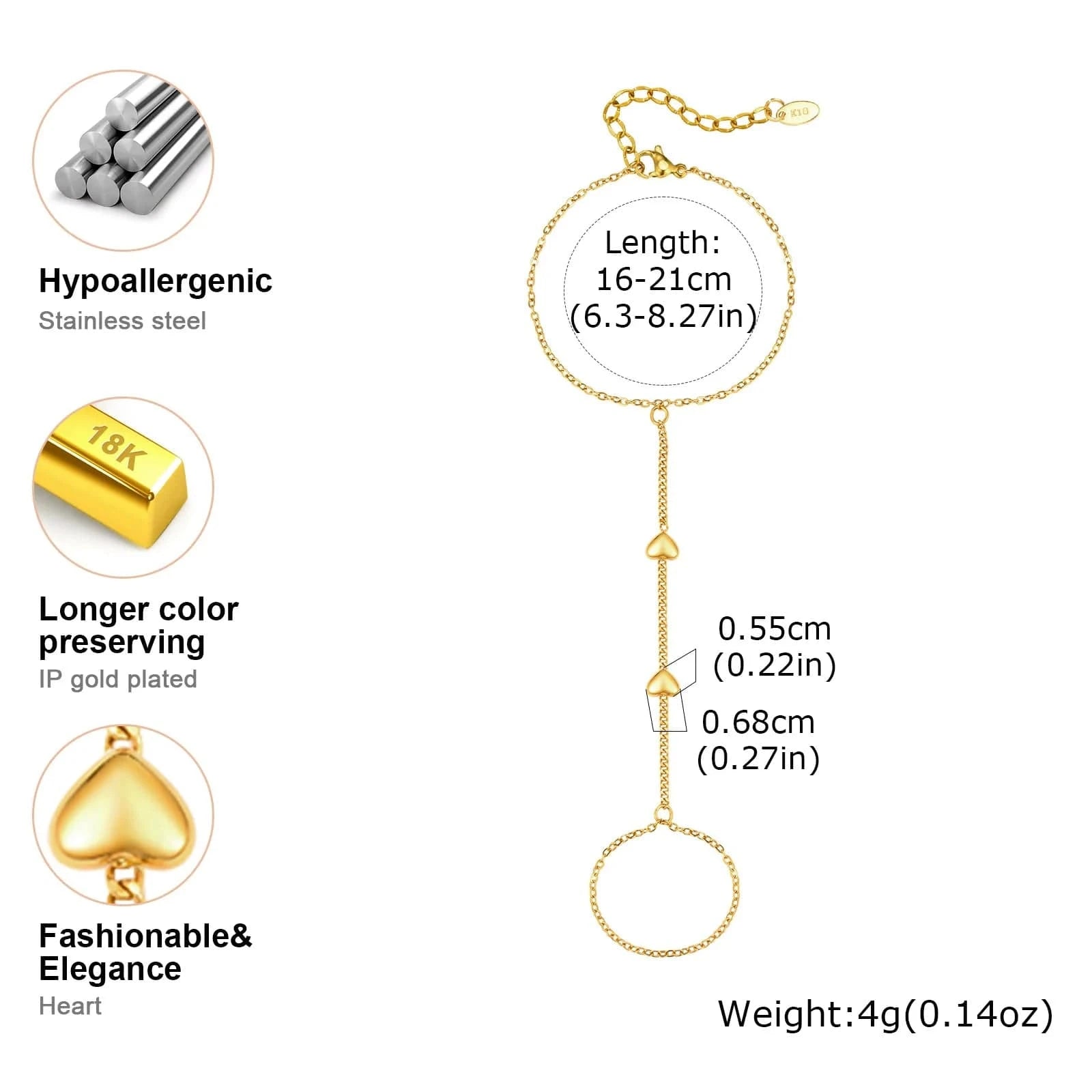 Chaine de Main Or Coeur