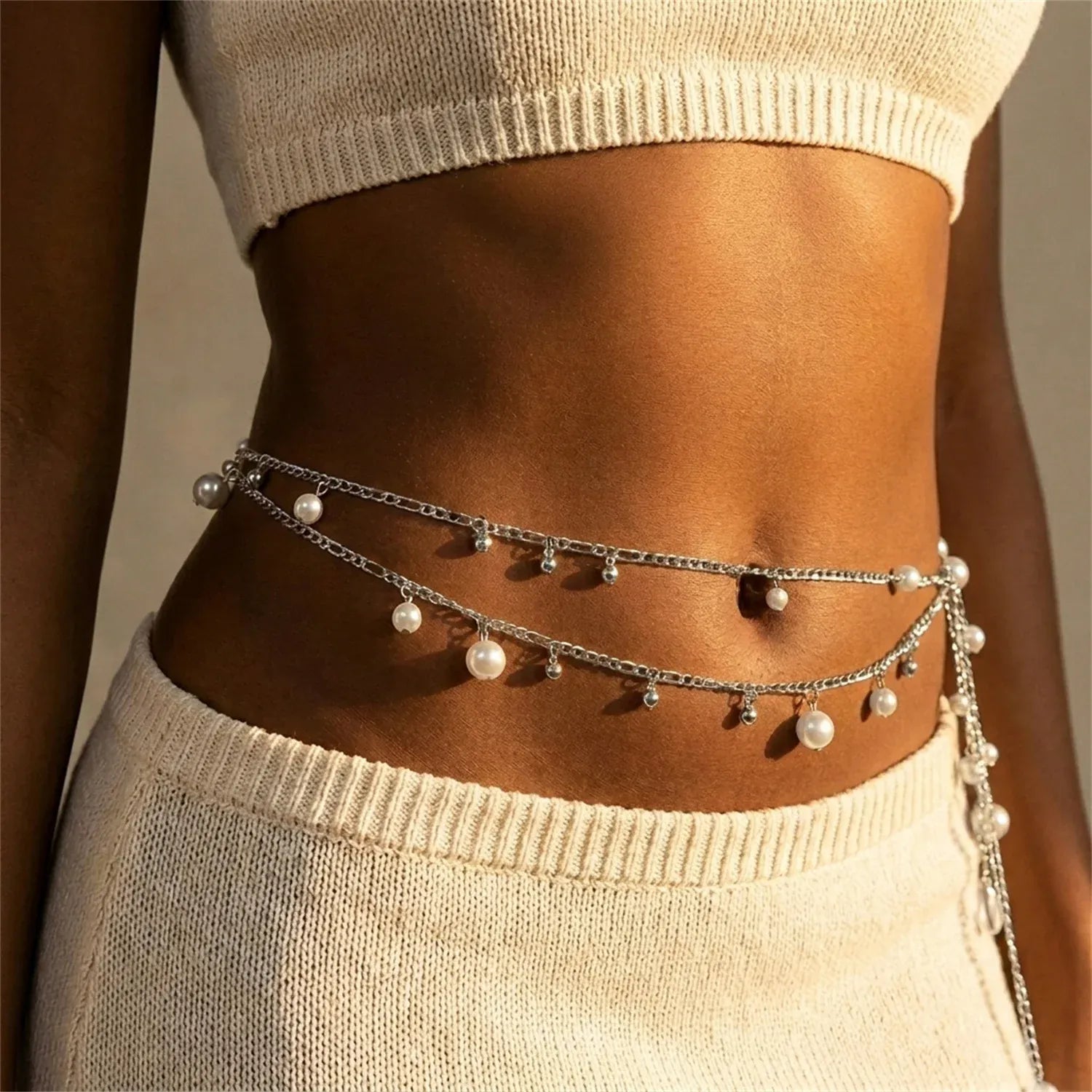 Chaine de Taille Argent Perle