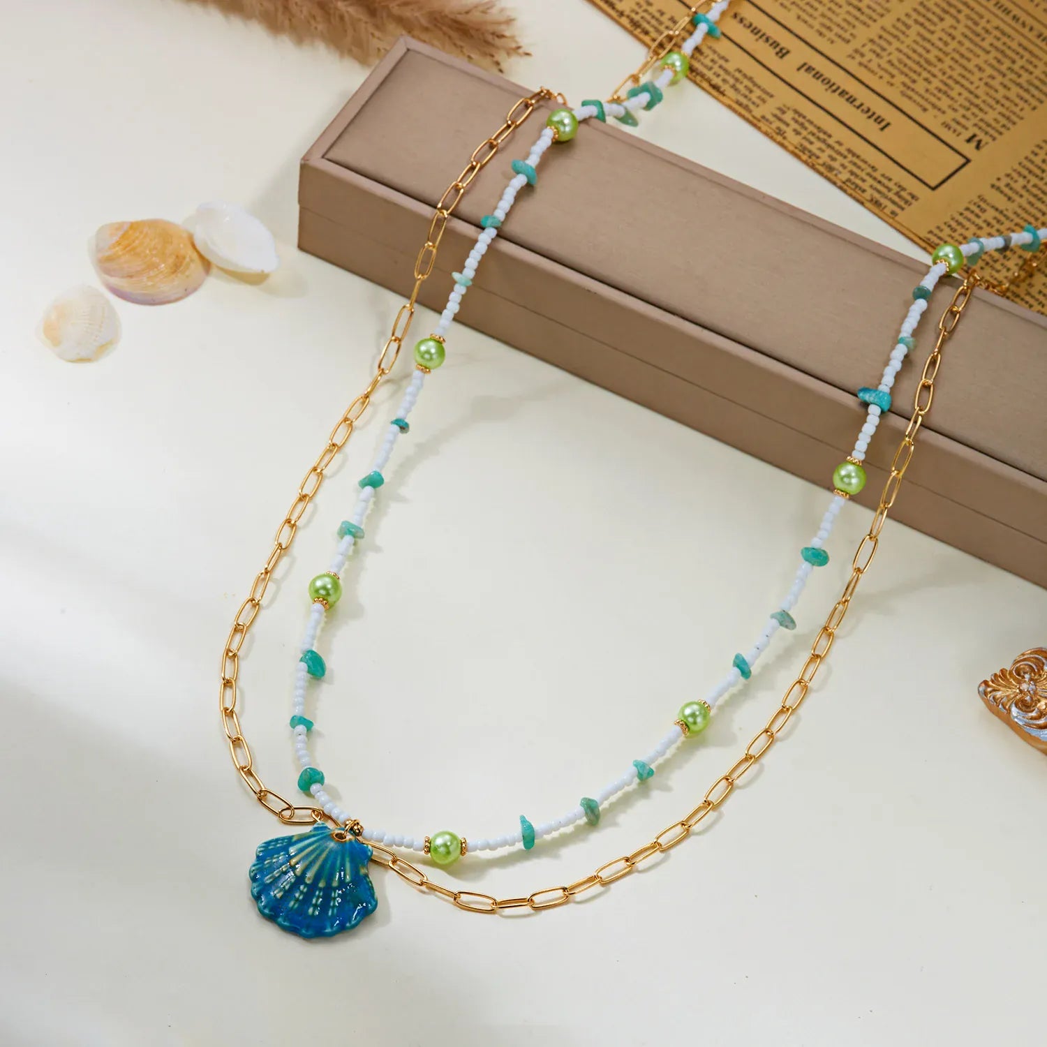 Chaine de Ventre Coquillage Bleu