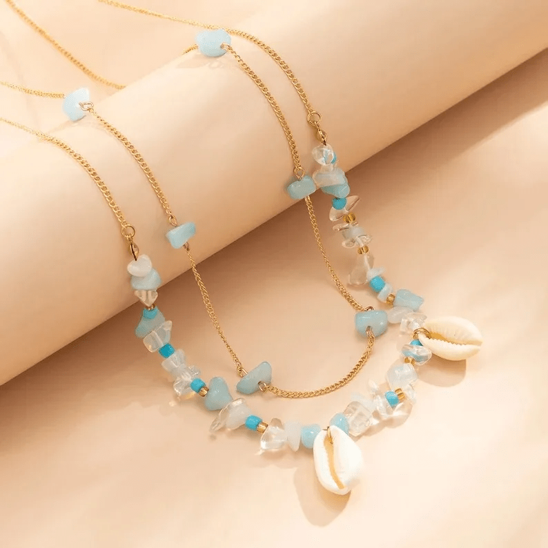 Chaine de Ventre Perles Bleues