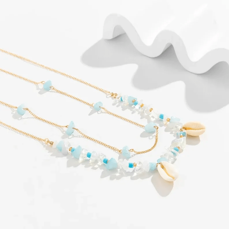 Chaine de Ventre Perles Bleues