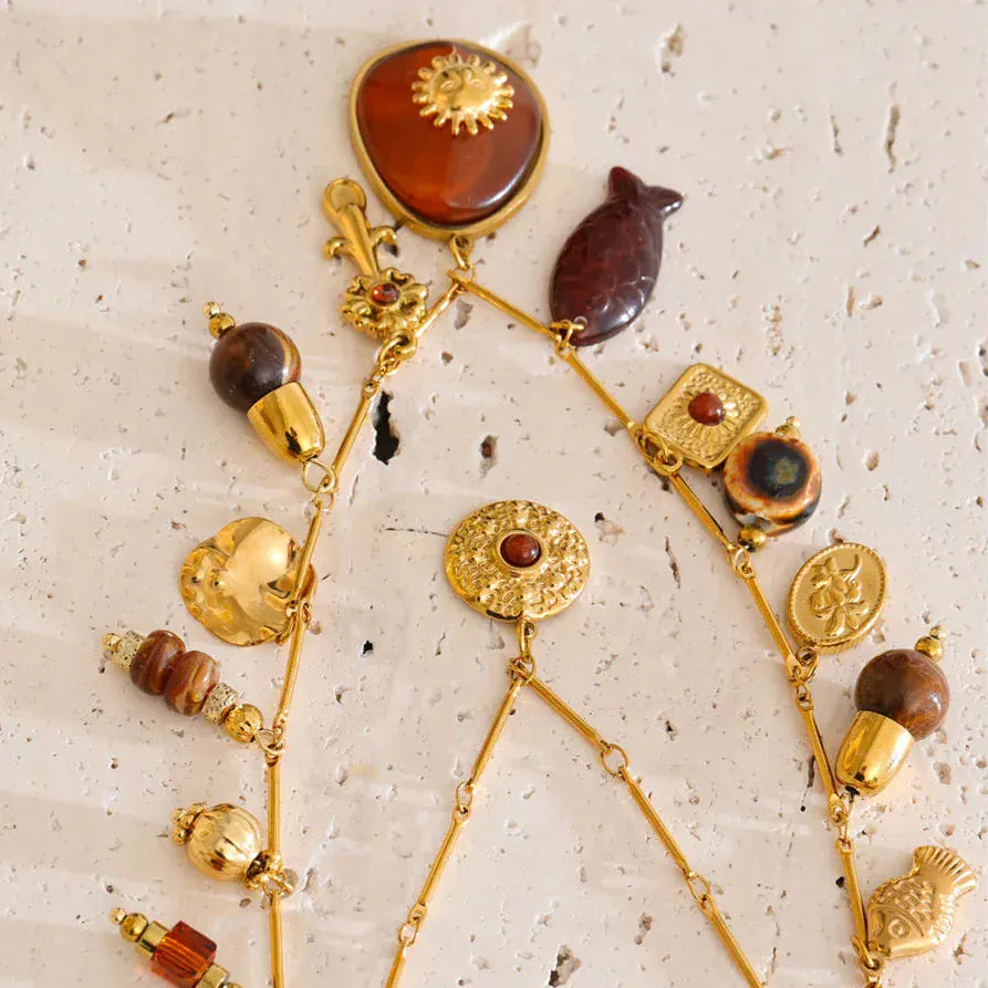 Collier avec Charms Marron