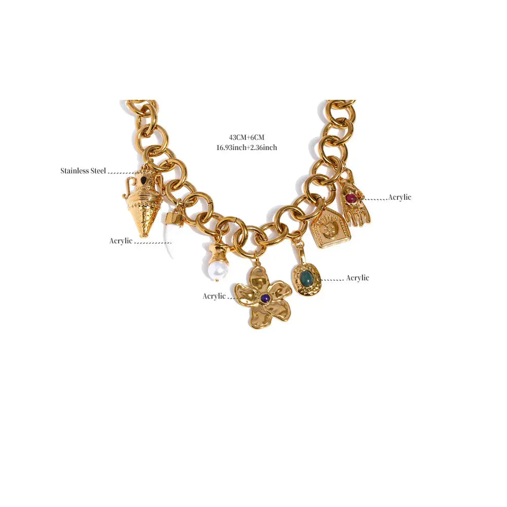 Collier Breloques Acier Inoxydable